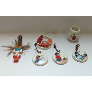 Native American Lot 6 Ornaments-The Artists of Sunshine Klay-N-Kraft Tucson AZ